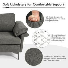 100.5 in Modular L Shaped Sectional in Charcoal Linen with Charging Socket and Hidden Storage
