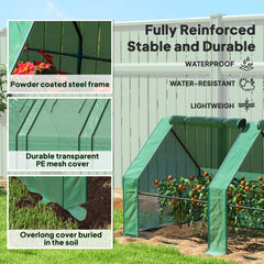 Portable Mini Greenhouse Tunnel Growing Tent Plants Flower Warm House w/ Zippered Roll-up Doors, Clear