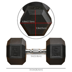 50lbs Rubber Hex Dumbbell, Weight Dumbbell Hand Weight Barbell for Body Fitness Training for Home Office Gym, Black