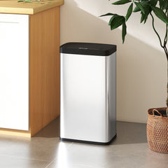 12 Gallon (45 L) Sensor Can, Automatic Garbage Can with Soft-Close Lid, Fingerprint-Proof Stainless Steel, Matte Black