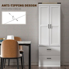 67" Tall Kitchen Pantry Storage Cabinet, Kitchen Pantry Cabinet with Doors, Drawers and Adjustable Shelves, Black