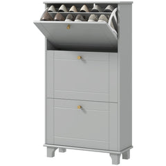 Narrow Shoe Storage with 3 Flip Drawers and Adjustable Shelves, Shoe Cabinet Organizer for 12 Pairs of Shoes, Black