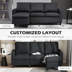 L-Shape Sofa, Modern Sectional Couch with Ottoman, Corner Sofa for Living Room, Dark Grey