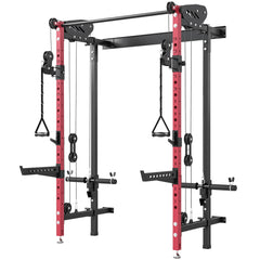 Foldable Power Cage, Space-Saving Power Rack with Pull-Up Bar, Cable Pulley System, 1540 lbs Capacity