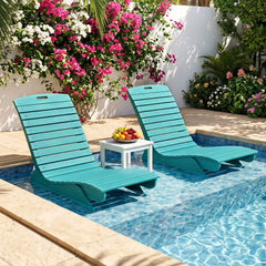 Contoured HDPE Lounge Chair for Deck and Pool Shelf, 48 in, Turquoise