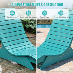 Contoured HDPE Lounge Chair for Deck and Pool Shelf, 48 in, Turquoise
