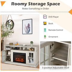 Fireplace TV Stand with 1400W Electric Fireplace-Gray