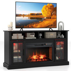Fireplace TV Stand with Remote Controls and Thermostat for TVs Up to 50 Inch-Black