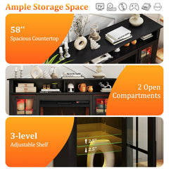 Fireplace TV Stand with Remote Controls and Thermostat for TVs Up to 50 Inch-Black