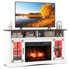 Fireplace TV Stand with Remote Controls and Thermostat for TVs Up to 50 Inch-White