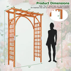 Flat Top Garden Arch Trellis 85 inches Tall Wood for Climbing Plants and Wedding-Orange