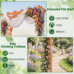 Flat Top Garden Arch Trellis 85 inches Tall Wood for Climbing Plants and Wedding-Orange