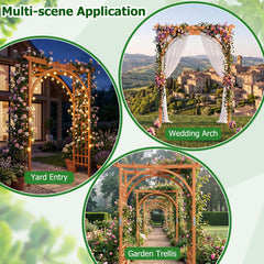 Flat Top Garden Arch Trellis 85 inches Tall Wood for Climbing Plants and Wedding-Orange