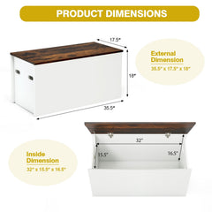 Flip-top Storage Chest with Self-hold Cover and Pneumatic Rod-White