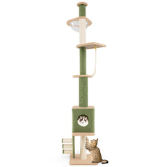 Floor to Ceiling Cat Tree 86 to 99.5 Inches with a Crank Handle and Capsule