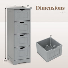Floor Wooden Free Standing Storage Side Organizer for Bathroom-Gray