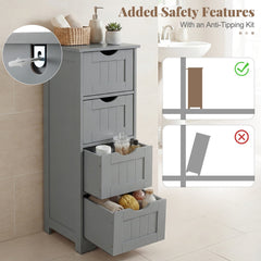 Floor Wooden Free Standing Storage Side Organizer for Bathroom-Gray