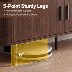 Fluted TV Stand for TVs up to 60 inches Mid Century Curved Entertainment Center-Walnut