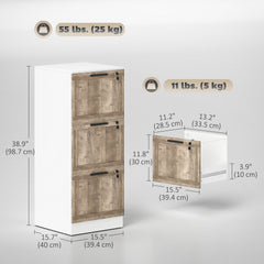 3 Drawer Filing Cabinet, Farmhouse File Cabinet with Lock, Adjustable Hanging Rails for A4 Letter Size Files, White