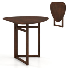 Foldable Dining Table 31.5 inches Triangular Small Kitchen Table for 2-Walnut