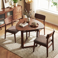 Foldable Dining Table 31.5 inches Triangular Small Kitchen Table for 2-Walnut