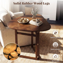 Foldable Dining Table 31.5 inches Triangular Small Kitchen Table for 2-Walnut