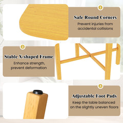 Foldable Dining Table for 2-4 People with Rubber Wood Legs for Small Space-Natural