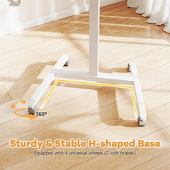 Foldable Mobile Standing Desk Rolling Laptop Desk with 90° Tiltable Tabletop-Natural