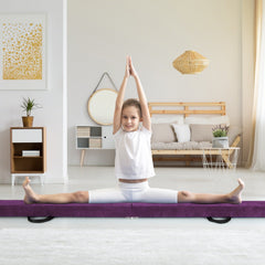 Folding Balance Beam with Solid Wood Base and Anti-slip Bottom-Purple