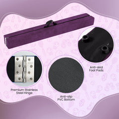 Folding Balance Beam with Solid Wood Base and Anti-slip Bottom-Purple