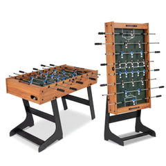 Folding Foosball Table 4ft x 2ft Competition-Sized Soccer Table with 2 Balls and Slide Scorers-Natural