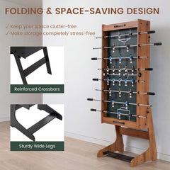 Folding Foosball Table 4ft x 2ft Competition-Sized Soccer Table with 2 Balls and Slide Scorers-Natural
