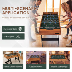 Folding Foosball Table 4ft x 2ft Competition-Sized Soccer Table with 2 Balls and Slide Scorers-Natural