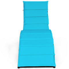 Folding S Curve Rattan Chaise Lounge with Cushion, 64 in, Turquoise