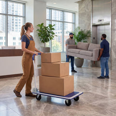 Folding Platform Hand Truck with Collapsible Bed & 4 Wheels for Moving Warehouse-Blue
