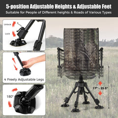 Folding Swivel Patio Chair with 4 Adjustable Leg-Camouflage