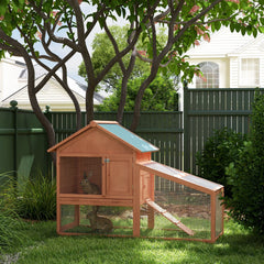 2 Tier Rabbit Hutch Outdoor Bunny House Guinea Pig Cage with Removable Tray, Ramp, Asphalt Roof