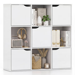 9 Cube Storage Bookcase and Room Divider with Doors, White