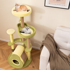 49 Inch Avocado Cat Tower with a Bamboo Lined Condo and a Jute Board
