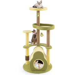 49 Inch Avocado Cat Tower with a Bamboo Lined Condo and a Jute Board