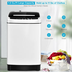 Full-Automatic Washing Machine 1.5 Cubic Feet 11 LBS Washer-White