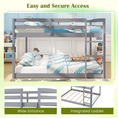 Full Over Full Bunk Bed Low-to-ground Bunk Bed-Gray