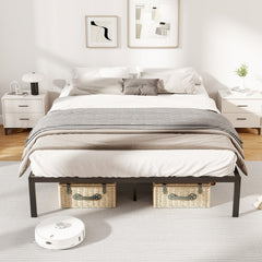 Full Size Heavy Duty Metal Platform Bed Frame with 11 Slats and 10.5 Inch Clearance, Black