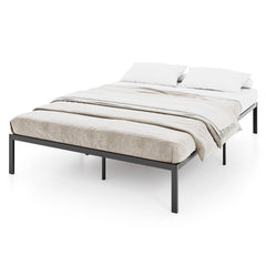 Full Size Heavy Duty Metal Platform Bed Frame with 11 Slats and 10.5 Inch Clearance, Black