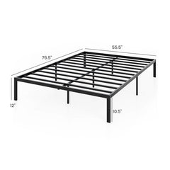 Full Size Heavy Duty Metal Platform Bed Frame with 11 Slats and 10.5 Inch Clearance, Black