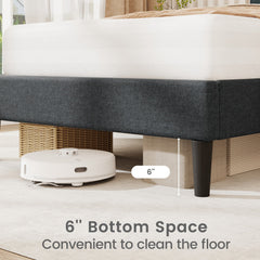 Twin Upholstered Platform Bed with Vertical Channel Headboard and 375 lb Capacity