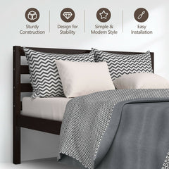 Full Size Wooden Bed Frame Foundation with 8 Slats and 12 Inch Under-Bed Clearance, Espresso