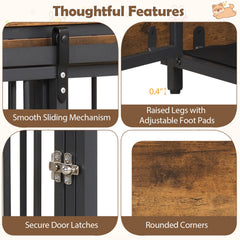 Furniture Style Dog Crate with 2 Doors and Safety Latch and Dog Mat-Rustic Brown