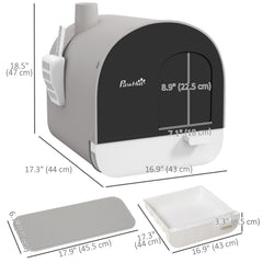 Cat Litter Box with Lid, Removable Tray, Scoop, Filter, Green