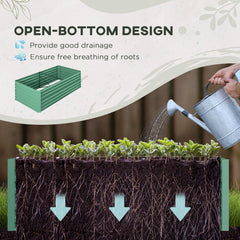 Galvanized Raised Garden Bed, Steel Outdoor Planters with Reinforced Rods, 71" x 35" x 23", Light Green